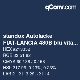 Color code: standox Autolacke - FIAT-LANCIA 480B blu vitality | qconv.com