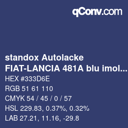 Código de color: standox Autolacke - FIAT-LANCIA 481A blu imola | qconv.com