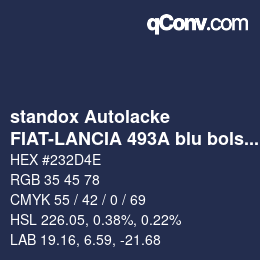 Color code: standox Autolacke - FIAT-LANCIA 493A blu bolsena | qconv.com