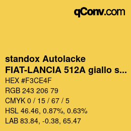 Color code: standox Autolacke - FIAT-LANCIA 512A giallo sole | qconv.com