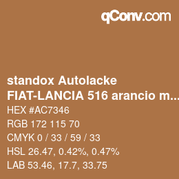 Color code: standox Autolacke - FIAT-LANCIA 516 arancio margarita | qconv.com