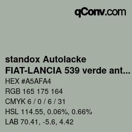 Color code: standox Autolacke - FIAT-LANCIA 539 verde antille | qconv.com