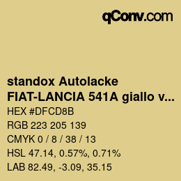 Code couleur: standox Autolacke - FIAT-LANCIA 541A giallo vanilla/coriandolo | qconv.com