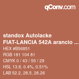 Code couleur: standox Autolacke - FIAT-LANCIA 542A arancio batik | qconv.com