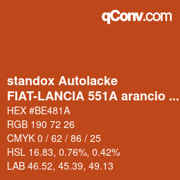 Code couleur: standox Autolacke - FIAT-LANCIA 551A arancio OEM 2006 | qconv.com