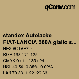 Farbcode: standox Autolacke - FIAT-LANCIA 560A giallo sinai OEM 2006 | qconv.com