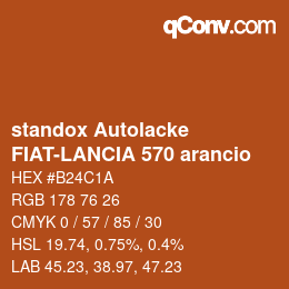 Color code: standox Autolacke - FIAT-LANCIA 570 arancio | qconv.com