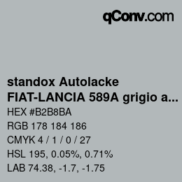 Code couleur: standox Autolacke - FIAT-LANCIA 589A grigio argenta vivo OEM 2006 | qconv.com