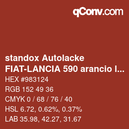 Color code: standox Autolacke - FIAT-LANCIA 590 arancio lancia | qconv.com