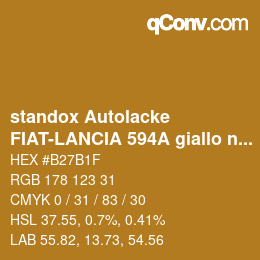 Code couleur: standox Autolacke - FIAT-LANCIA 594A giallo naxos | qconv.com