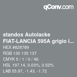 Code couleur: standox Autolacke - FIAT-LANCIA 595A grigio impeccabile OEM 2006 | qconv.com
