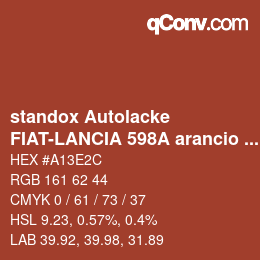 Color code: standox Autolacke - FIAT-LANCIA 598A arancio OEM 2006 | qconv.com