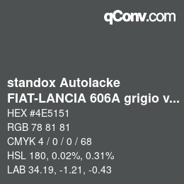 Color code: standox Autolacke - FIAT-LANCIA 606A grigio vinci | qconv.com