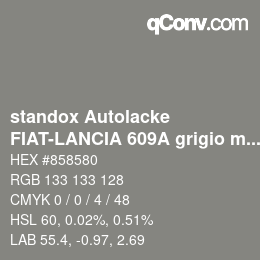 Código de color: standox Autolacke - FIAT-LANCIA 609A grigio mercury lancia | qconv.com