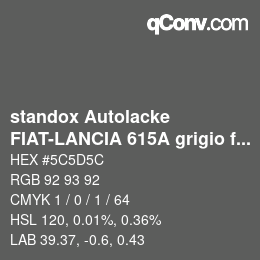 Código de color: standox Autolacke - FIAT-LANCIA 615A grigio fontana | qconv.com