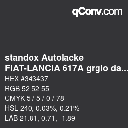 Color code: standox Autolacke - FIAT-LANCIA 617A grgio dark | qconv.com