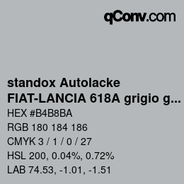 Code couleur: standox Autolacke - FIAT-LANCIA 618A grigio ghiaccio | qconv.com