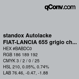 Color code: standox Autolacke - FIAT-LANCIA 655 grigio chiaro ulysse | qconv.com
