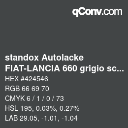 Color code: standox Autolacke - FIAT-LANCIA 660 grigio scuro | qconv.com