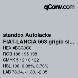 Color code: standox Autolacke - FIAT-LANCIA 663 grigio silver | qconv.com