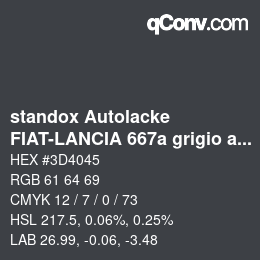Farbcode: standox Autolacke - FIAT-LANCIA 667a grigio aster lancia | qconv.com