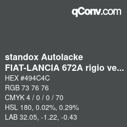 Código de color: standox Autolacke - FIAT-LANCIA 672A rigio venere lancia | qconv.com