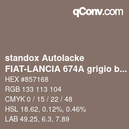 Code couleur: standox Autolacke - FIAT-LANCIA 674A grigio bronzo | qconv.com