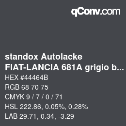 Color code: standox Autolacke - FIAT-LANCIA 681A grigio baltic | qconv.com