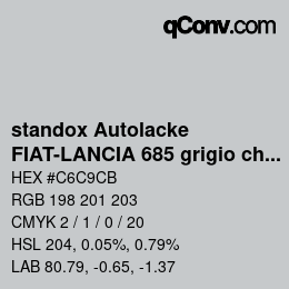 Color code: standox Autolacke - FIAT-LANCIA 685 grigio chiaro (juvarra) | qconv.com