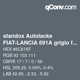 Color code: standox Autolacke - FIAT-LANCIA 691A grigio fer OEM 2005 | qconv.com