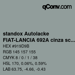 Color code: standox Autolacke - FIAT-LANCIA 692A cinza scandium OEM 2005 | qconv.com