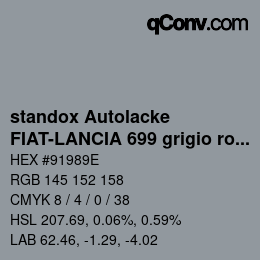 Color code: standox Autolacke - FIAT-LANCIA 699 grigio roccia | qconv.com