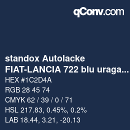 Código de color: standox Autolacke - FIAT-LANCIA 722 blu uragano | qconv.com