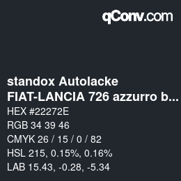 Código de color: standox Autolacke - FIAT-LANCIA 726 azzurro buzios | qconv.com