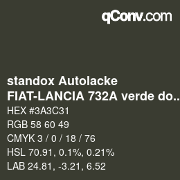 Color code: standox Autolacke - FIAT-LANCIA 732A verde donizetti OEM 2005 | qconv.com