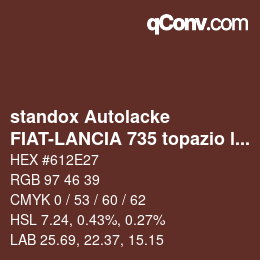 カラーコード: standox Autolacke - FIAT-LANCIA 735 topazio lancia | qconv.com