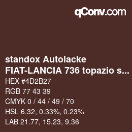 Color code: standox Autolacke - FIAT-LANCIA 736 topazio scuro lancia | qconv.com