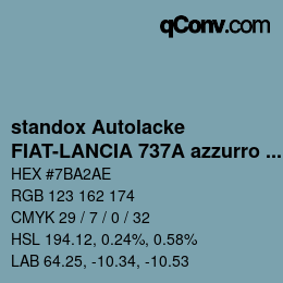 Code couleur: standox Autolacke - FIAT-LANCIA 737A azzurro frizzante | qconv.com