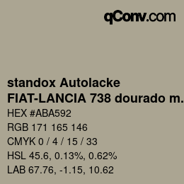 Color code: standox Autolacke - FIAT-LANCIA 738 dourado mojave OEM 2006 | qconv.com