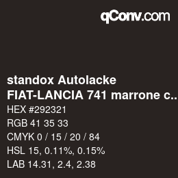 Color code: standox Autolacke - FIAT-LANCIA 741 marrone caravaggio OEM 2005 | qconv.com