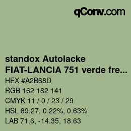 Code couleur: standox Autolacke - FIAT-LANCIA 751 verde freway | qconv.com