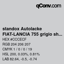 Color code: standox Autolacke - FIAT-LANCIA 755 grigio shine | qconv.com