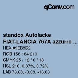 Color code: standox Autolacke - FIAT-LANCIA 767A azzurro mundo OEM 2005 | qconv.com