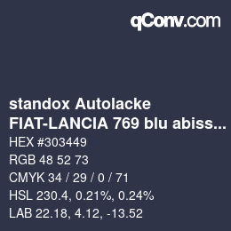 カラーコード: standox Autolacke - FIAT-LANCIA 769 blu abisso | qconv.com