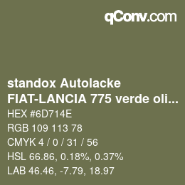 Código de color: standox Autolacke - FIAT-LANCIA 775 verde oliva | qconv.com