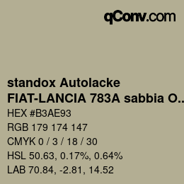 Color code: standox Autolacke - FIAT-LANCIA 783A sabbia OEM 2006 | qconv.com