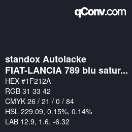 Color code: standox Autolacke - FIAT-LANCIA 789 blu saturn | qconv.com