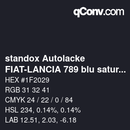 Farbcode: standox Autolacke - FIAT-LANCIA 789 blu saturn OEM 2005 | qconv.com