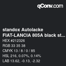 Color code: standox Autolacke - FIAT-LANCIA 805A black storm lancia | qconv.com