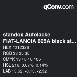 カラーコード: standox Autolacke - FIAT-LANCIA 805A black storm lancia | qconv.com